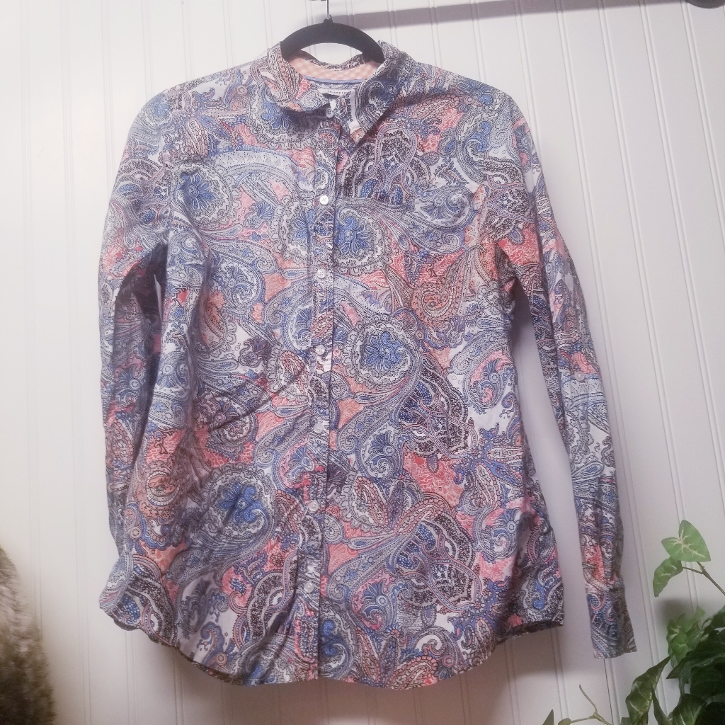 Charter Club Paisley Relaxed Fit Button Down Top